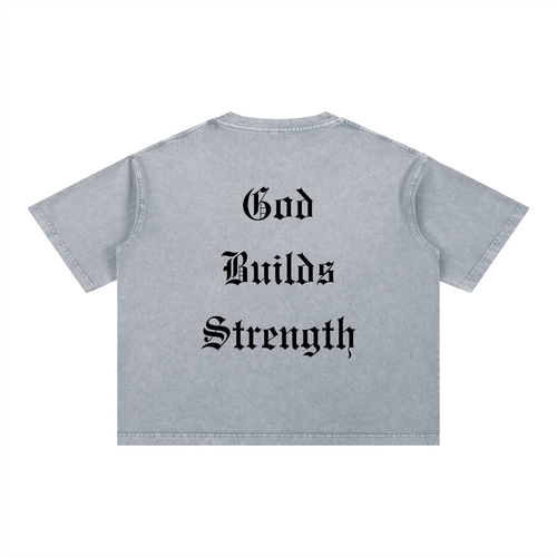 Vintage "God Builds Strength" Boxy Tee