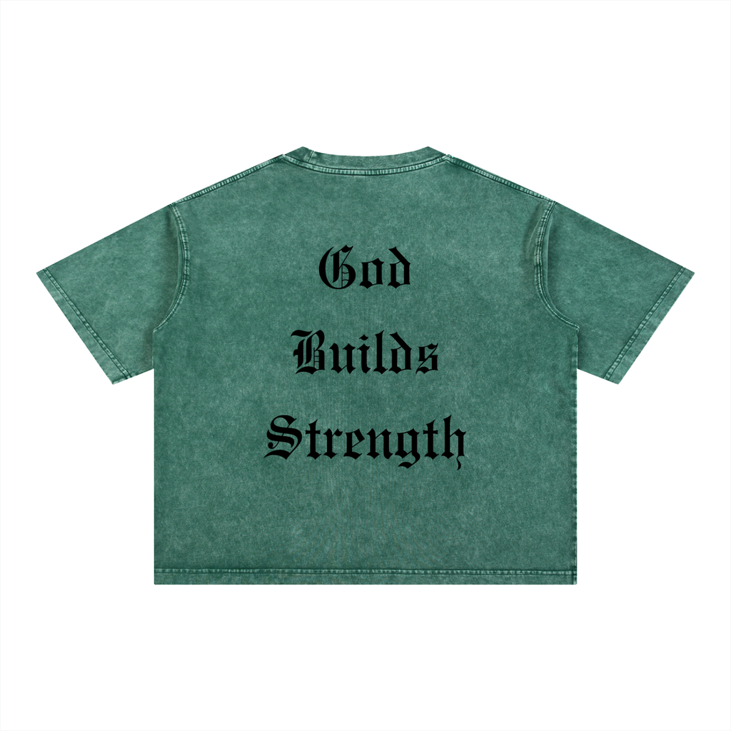 Vintage "God Builds Strength" Boxy Tee